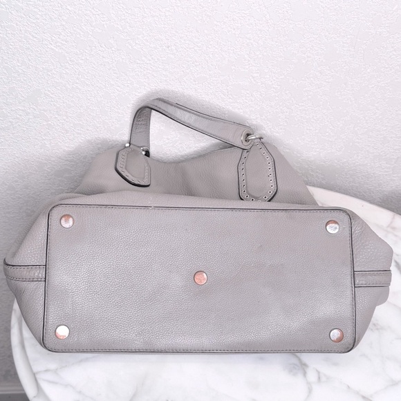 Michael Kors Brooklyn Leather Tassel  Grommet Satchel Tote Bag Purse,dove grey - Picture 5 of 8